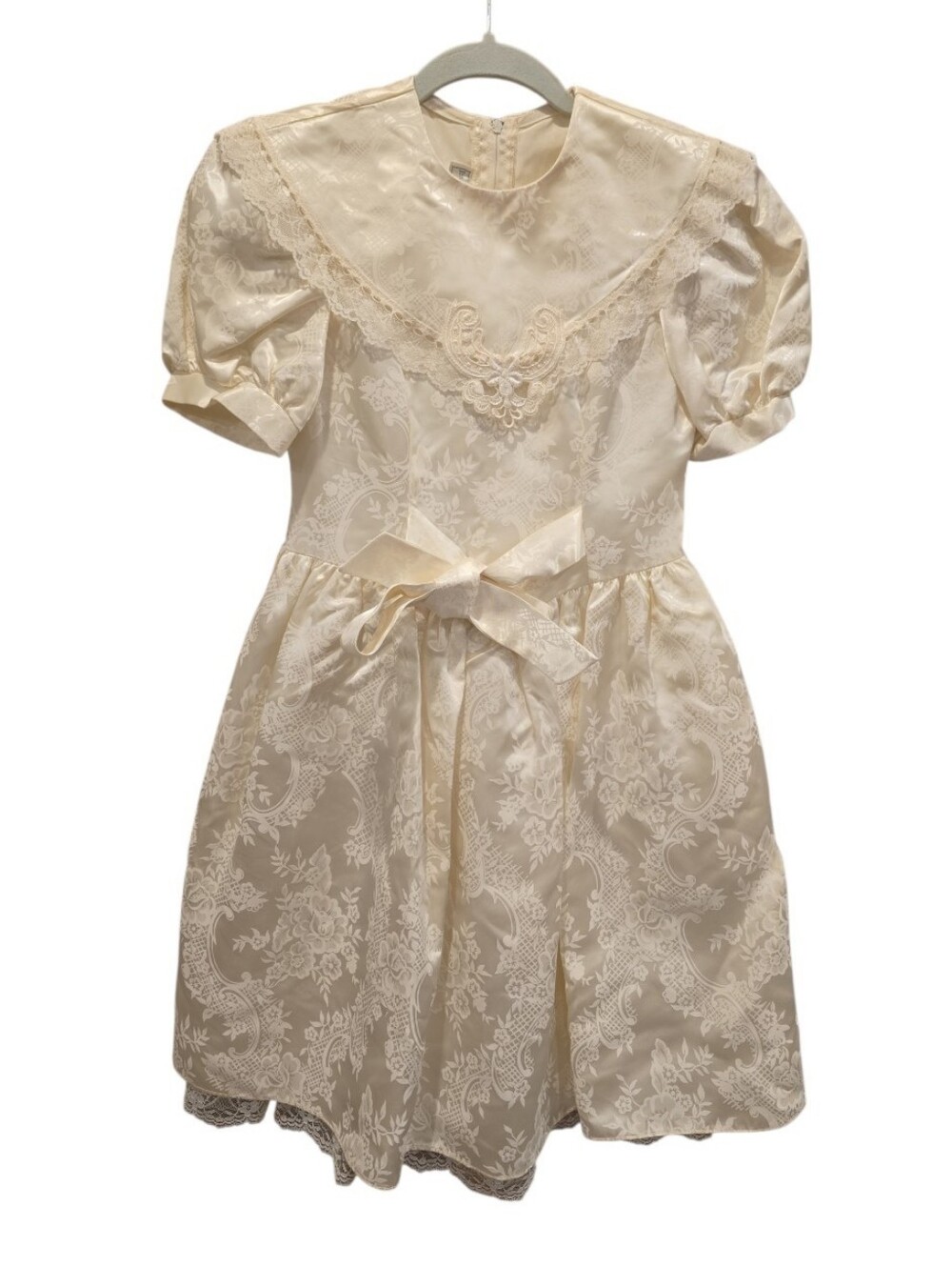 Vtg Jessica McClintock Victorian 90s Ivory Lace Dress Girls Size 7